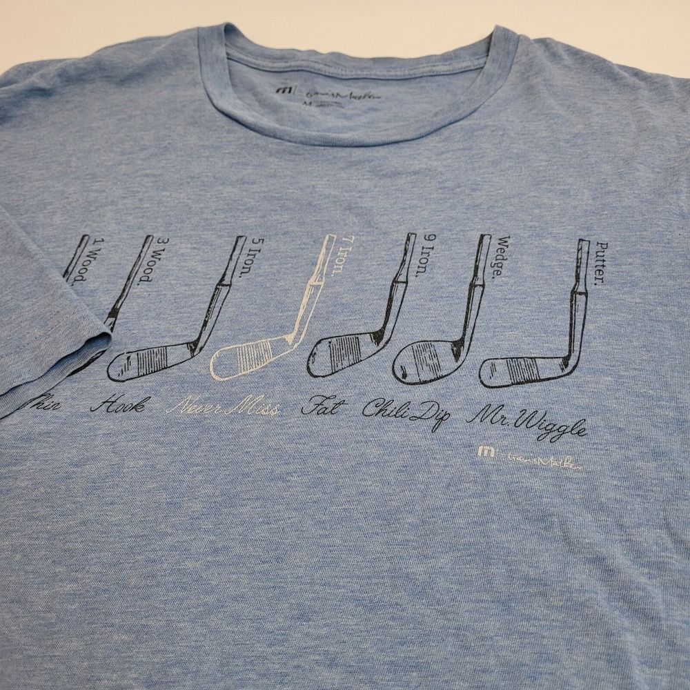 TravisMathew Golf Club Humor Graphic T-Shirt Medium‎ Blue Excellent Pima Cotton